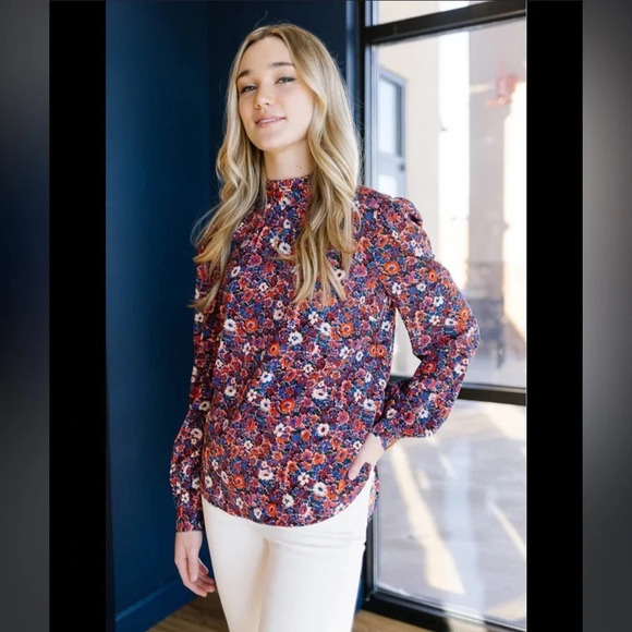 Veronica Beard Silk Chilton Blouse Pink Floral 4 - Picture 1 of 16